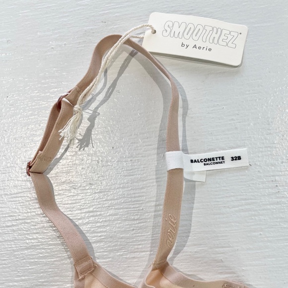 New Aerie SMOOTHEZ Mesh Unlined Underwire Balconette Bra Sands Size 32B - Picture 10 of 16